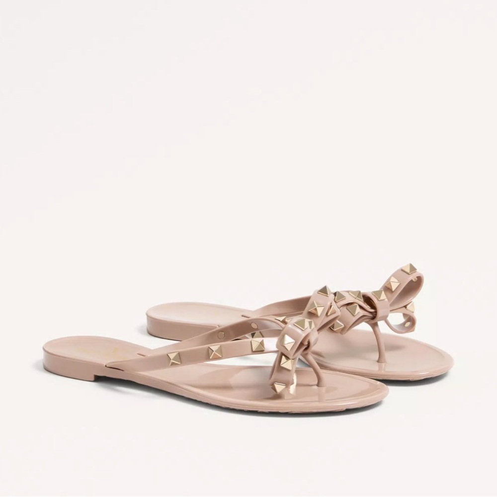 Valentino Garavani Rockstud Rubber Slipper Nude Studded Sandals